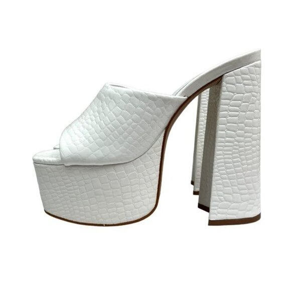 Schutz Womens Darah Platform Croc Print White Mules Slip On-Shoes Size: 10 NIB - Picture 3 of 6